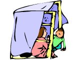Two children playing Tents